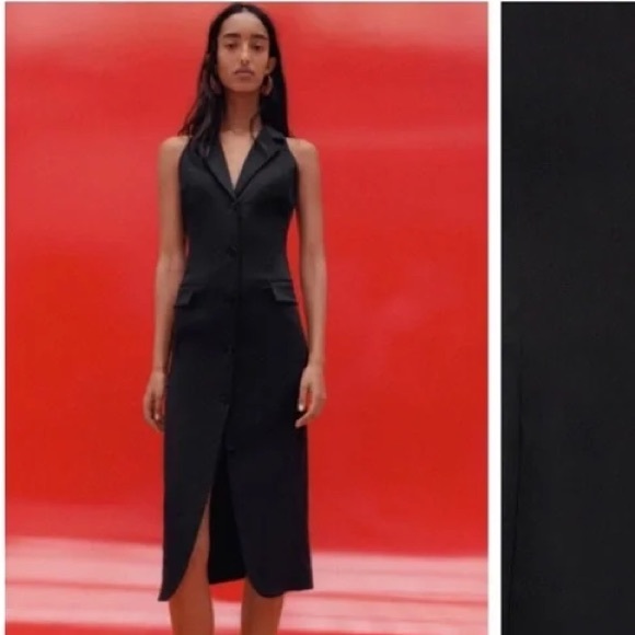 ZARA LINEN BUTTONS VEST DRESS OLD MONEY SMALL - Picture 2 of 3